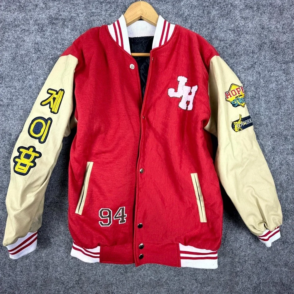 BTS Varsity Jacket Red Embroidered J-Hope Shout Out To My Hopeworld K-Pop